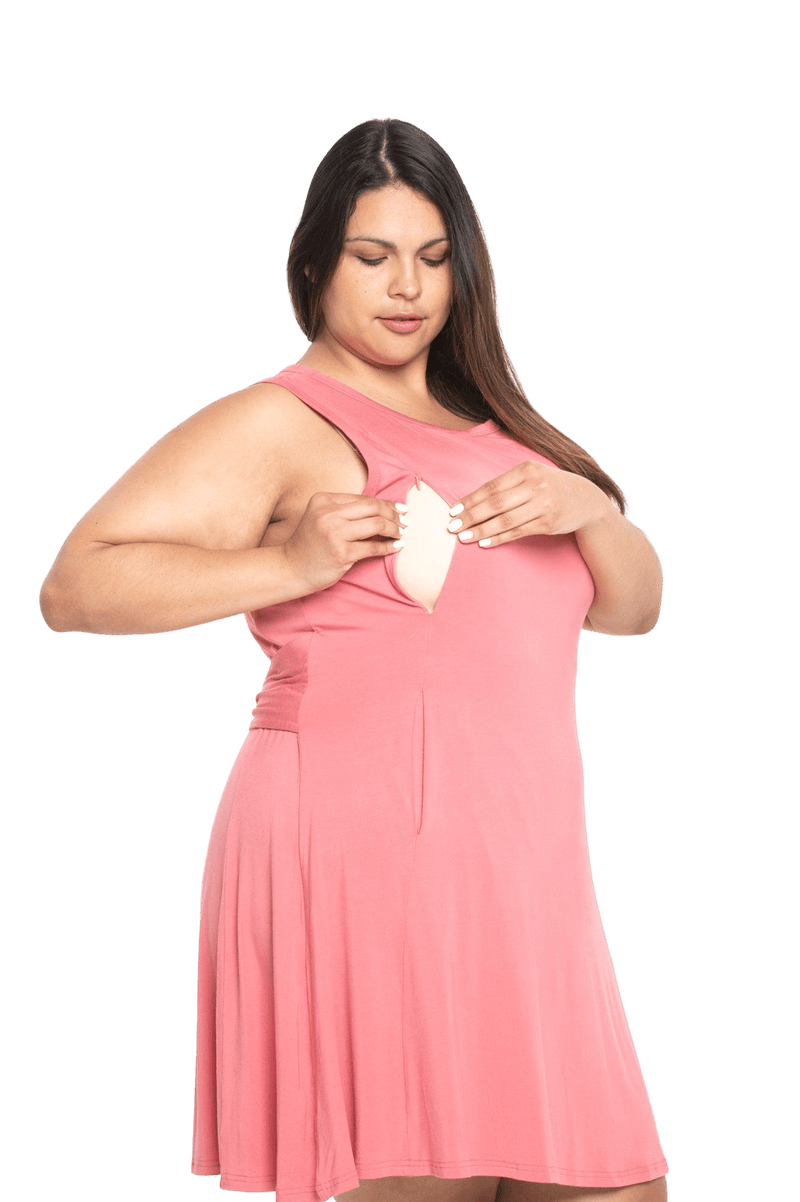 Pink breastfeeding dress online