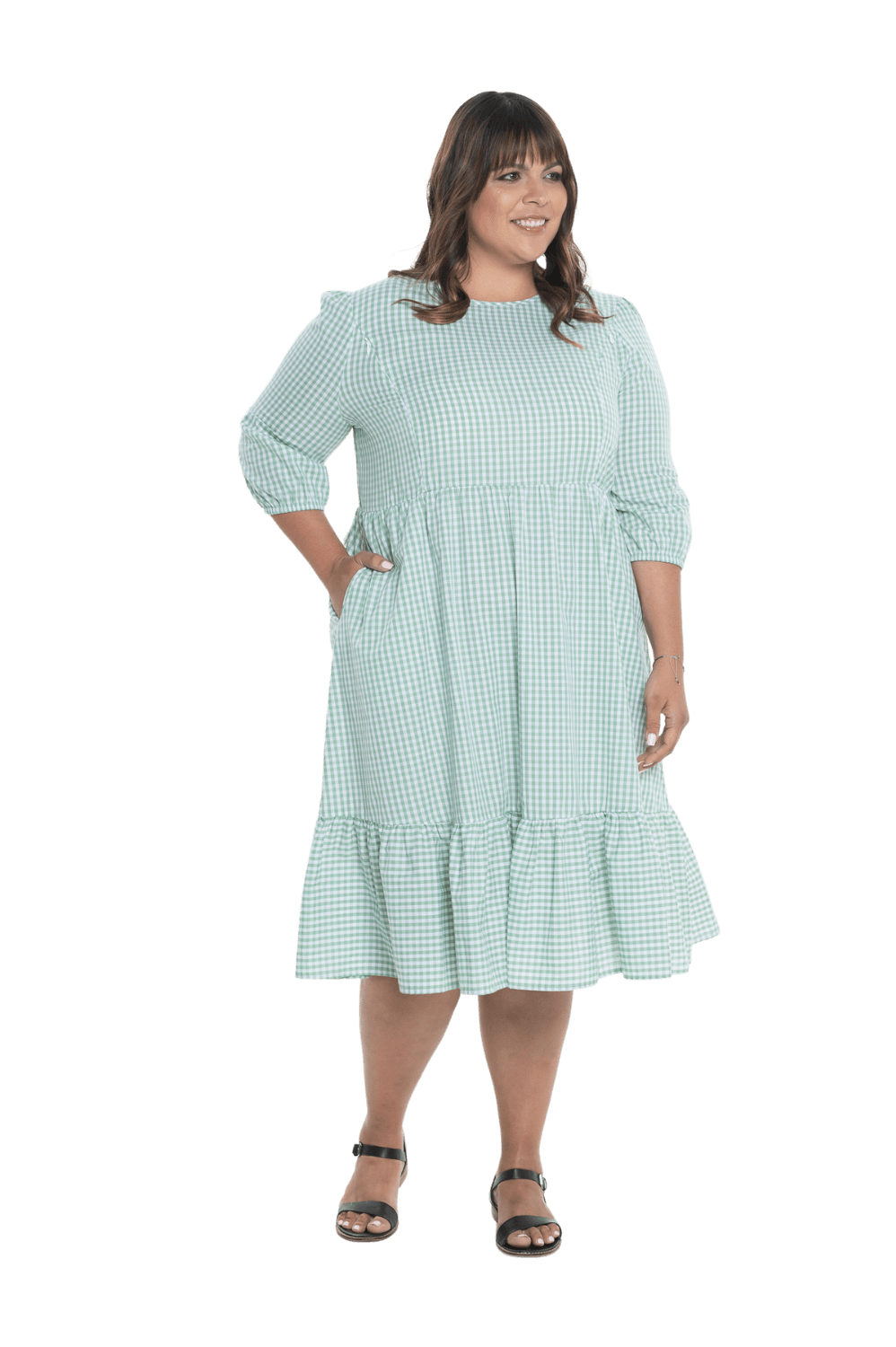 IMPERFECT - DOROTHY GREEN GINGHAM Mama Clothing IMPERFECT - DOROTHY GREEN GINGHAM Mama Clothing