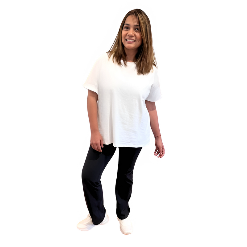 Front Shot of Mum Wearing Mama Clothing Breastfeeding White Relaxed Fit Cotton Tshirt Sizes 6 - 26
