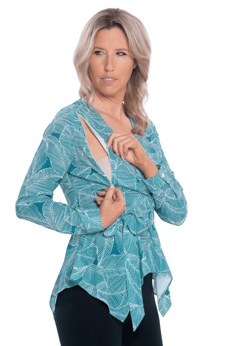 CLEO BREASTFEEDING TOP GREEN PRINT - FINAL SALE