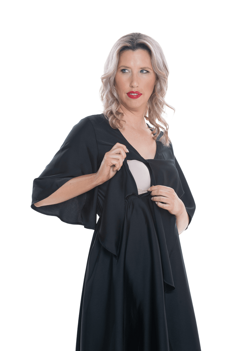 DELILAH BREASTFEEDING COCKTAIL DRESS BLACK