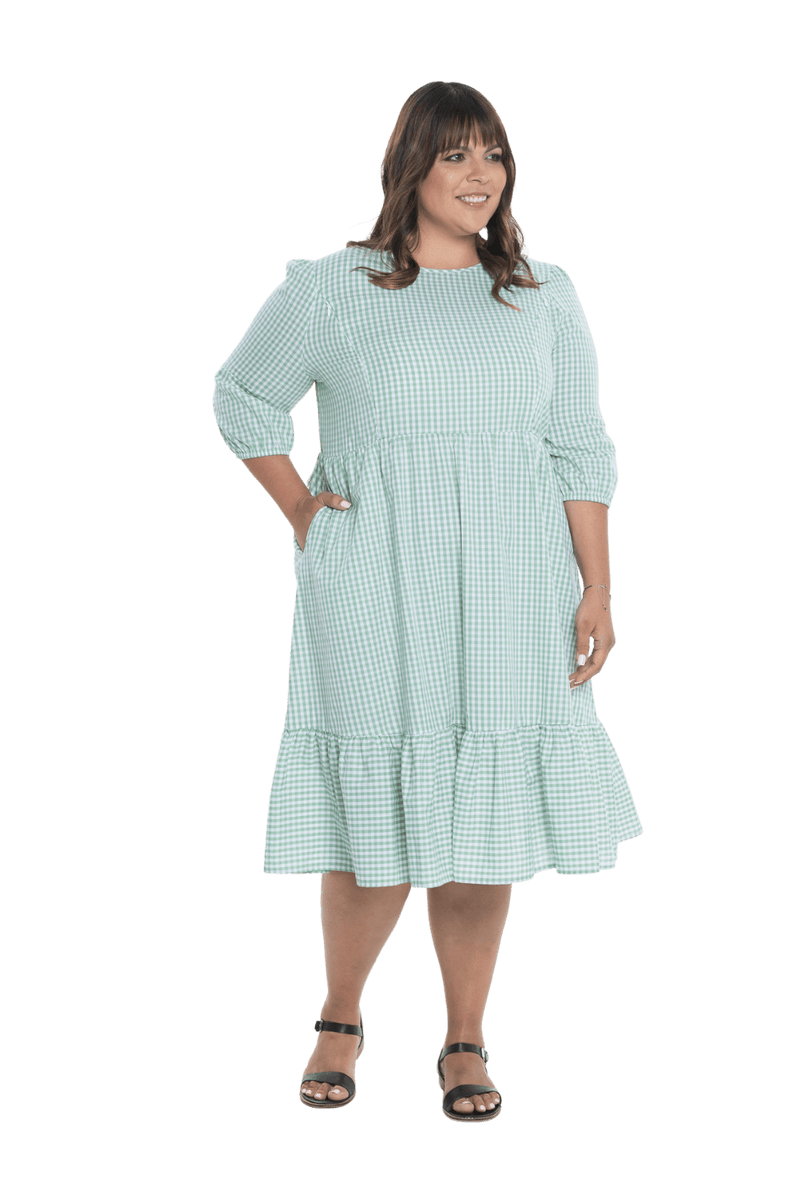 DOROTHY BREASTFEEDING DRESS GREEN GINGHAM