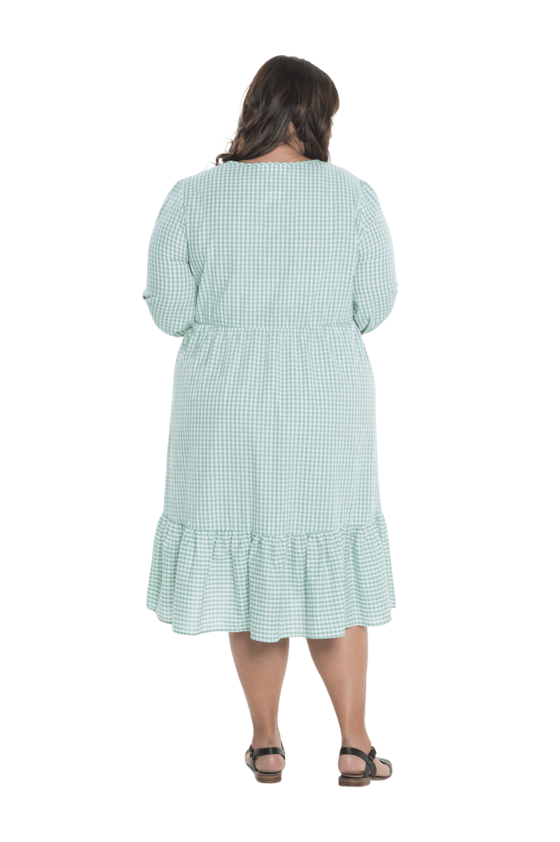 DOROTHY BREASTFEEDING DRESS GREEN GINGHAM