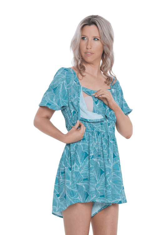 FRANKIE BREASTFEEDING PLAYSUIT GREEN PRINT