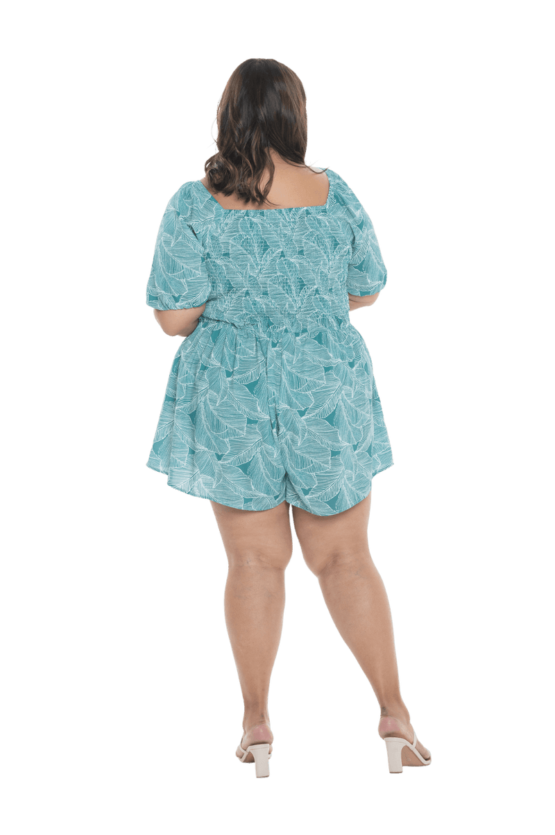 FRANKIE BREASTFEEDING PLAYSUIT GREEN PRINT Mama Clothing