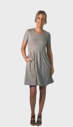 KAITLYN BREASTFEEDING DRESS WHITE & GREY STRIPE