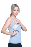 Model showing breastfeeding access, open press studs at the shoulder and lift internal panel. Drew available in sizes 6-26